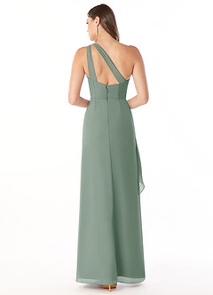 Azazie Maive Abiti da Damigella Abito Tubino in Chiffon a Pieghe con Volant Salvia Argentata image5