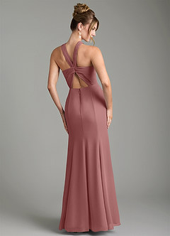 Azazie Rue Bridesmaid Dresses Desert Rose A-Line Halter Chiffon Dress image2