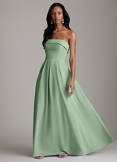 Azazie Lucienne Vestidos de damas de honor Vestido Matcha de Gasa de Línea A Convertible con Palabra de honor image5