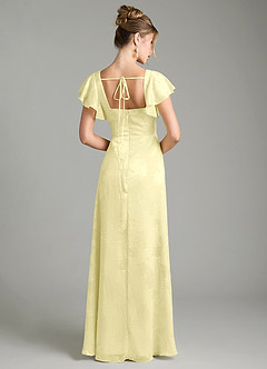 Azazie Bondi Bridesmaid Dresses Lemon Sorbet A-Line Ruched Floral Jacquard Burnout Dress image2