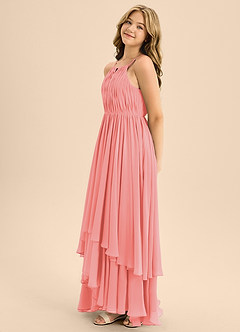 Azazie Elliora Junior Coral A-Line Pleated Chiffon Dress image6