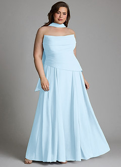 Azazie Gabriela Vestidos de damas de honor Vestido Azul Cielo de Gasa de Línea A con Corsé image18