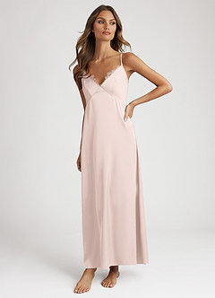 front Satin and Lace Midi Slip Dress