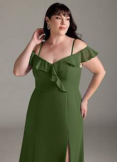 Azazie Sophie Bridesmaid Dresses Olive A-Line Off the Shoulder Chiffon Convertible Dress image12