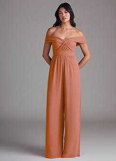 Azazie Lamara Bridesmaid Dresses MAI TAI Off the Shoulder Chiffon Convertible Jumpsuit image3