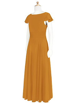 Azazie Payton Junior Butterscotch A-Line Bow Chiffon Dress image8