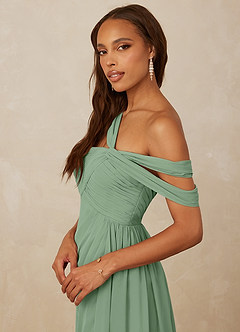Christian Siriano Bridal for Azazie 1014 Bridesmaid Dresses Matcha A-Line Off the Shoulder Chiffon Dress image2