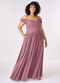 Barbie ♥ Azazie Bridesmaid Dresses Vintage Mauve A-Line Off the Shoulder Chiffon Convertible Dress image7