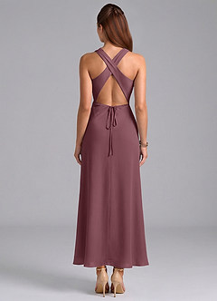 Azazie Evadne Bridesmaid Dresses Sangria Sheath Pleated Chiffon Dress image6