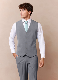 front Savile Gris Chaleco de traje de mezcla de lana