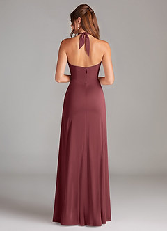 Azazie Elliana Bridesmaid Dresses Merlot Sheath Side Slit Stretch Satin Dress image6