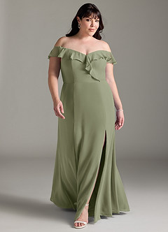 Azazie Sophie Vestidos de damas de honor Vestido de Pistacho de Gasa de Corte en A Convertible con Vestidos sin tirantes image6