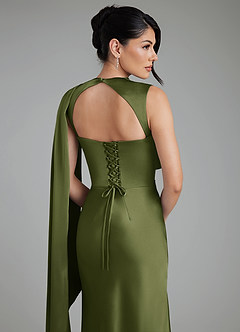 Azazie Taj Bridesmaid Dresses Olive Mermaid Corset Stretch Satin Dress image9