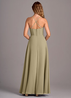 Azazie Carolyn Bridesmaid Dresses Moss Green A-Line Pleated Chiffon Dress image6