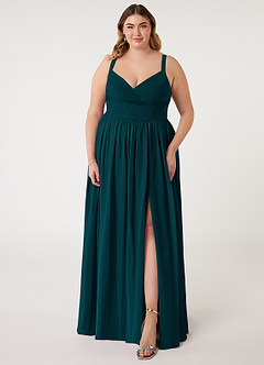 Azazie Chanel Bridesmaid Dresses Pine A-Line Pleated Chiffon Dress image8