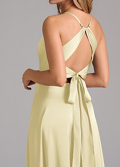 Azazie Evalleen Final Sale Dusty Blue A-Line Pleated Stretch Satin Dress image2