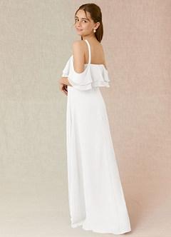 Azazie Tink A-Line Ruched Chiffon Floor-Length Junior Bridesmaid Dress image4