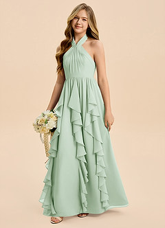 Azazie Daisy Junior Agave A-Line Chiffon Dress image4
