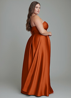 Azazie Lucienne Bridesmaid Dresses Burnt Orange A-Line Strapless Stretch Satin Convertible Dress image15