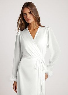 front Satijnen pyjama met mouwen van veren