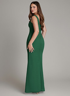 Azazie Hadley Robes de demoiselle d'honneur Robe Sirène en Mousseline de soie Plissée Vert Foncé image5