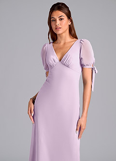 Azazie Pheby Jurken voor bruidsmeisjes Jurk van Chiffon met A-Lijn Geplooid Frosted Lila image2