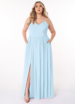 Azazie Cora Bridesmaid Dresses Sky Blue A-Line Pleated Chiffon Dress image6