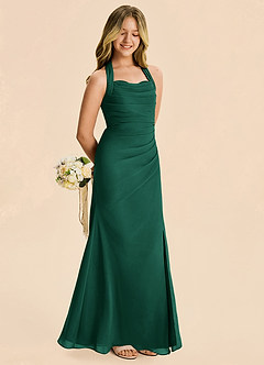 Azazie Destiny Junior Emerald Sheath Ruched Chiffon Dress image3