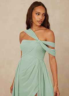 Christian Siriano Bridal for Azazie 1014 Bridesmaid Dresses Agave A-Line Off the Shoulder Chiffon Dress image7