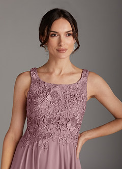 Azazie Kana Mother of the Bride Dresses Dusty Rose A-Line Scoop lace Chiffon Dress image10