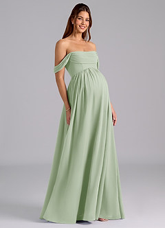 Azazie Saige Abiti da damigella d'onore premaman Abito A-Line Plissettato Chiffon Floor-Length image1