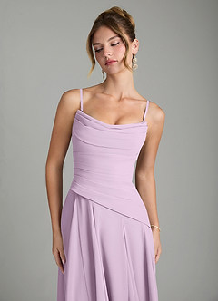 Azazie Gabriela Bridesmaid Dresses Frosted Lilac A-Line Corset Chiffon Dress image9