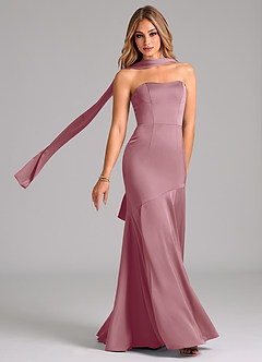 Azazie Shiloh Vestidos de damas de honor Vestido de Malva Vintage de Satén Elástico de Corte Sirena Convertible con Sin tirantes image1