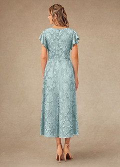 Azazie Vera Mother of the Bride Dresses Mist A-Line Pleated Floral Burnout Dress image4