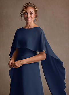 Azazie Marilla Mother of the Bride Dresses Dark Navy A-Line Pleated Chiffon Dress image8