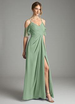 Azazie Dakota Bridesmaid Dresses Matcha A-Line V-Neck Pleated Chiffon Dress image5