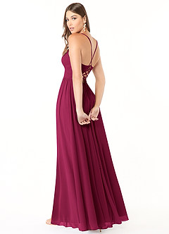 Azazie Aaida Bridesmaid Dresses Burgundy A-Line Corset Chiffon Dress image5