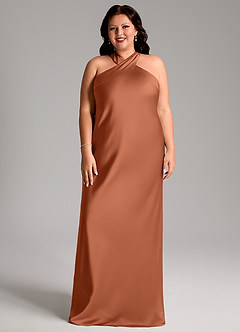 Azazie Doretta Bridesmaid Dresses Cedar Rose Mermaid Pleated Stretch Satin Dress image6