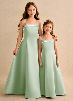 Azazie Izel Junior Formal Flower Girl Klänningar Klä A-Line i Matt satäng Plisserad image2