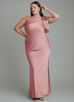 Azazie Yuanna Bridesmaid Dresses Dusty Rose Mermaid One Shoulder Stretch Satin Dress image11