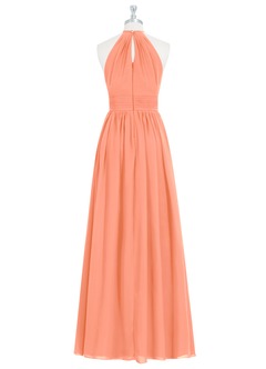 Azazie Cherish Bridesmaid Dresses Sunset A-Line Pleated Chiffon Dress image7