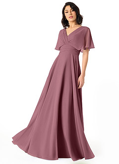 Azazie Pamela Bridesmaid Dresses Amethyst A-Line V-Neck Pleated Chiffon Dress image1