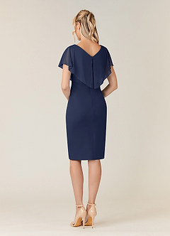 Azazie Waverly Mother of the Bride Dresses Dark Navy Sheath Pleated Mesh Dress image4