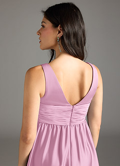 Azazie Yetta Maternity Bridesmaid Dresses A-Line Pleated Stretch Satin Floor-Length Dress image5