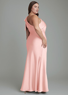 Azazie Yuanna Bridesmaid Dresses Powder Pink Mermaid One Shoulder Stretch Satin Dress image9