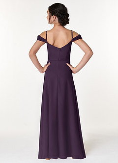 Azazie Alivia Junior Plum A-Line Off the Shoulder Chiffon Dress image2