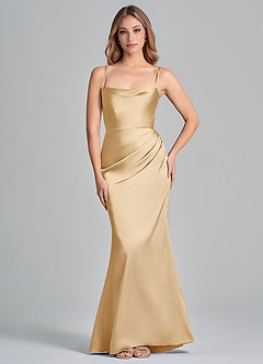 Azazie Olea 신부 들러리 드레스 인어 스트랩리스 스트레치 새틴 바닥 길이 드레스 image6