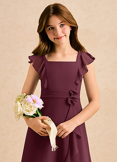 Azazie Soso Girls Formal Flower Girl Klänningar Klänning A-Line i Chiffong Plisserad image6