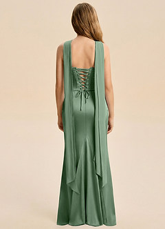 Azazie Sorrel Junior Robe Sirène en Satin extensible Rayé Matcha image2