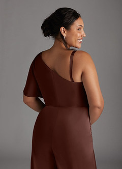 Azazie Hagretta Mother of the Bride Dresses Espresso Jumpsuit/Pantsuit Stretch Satin Dress image11
